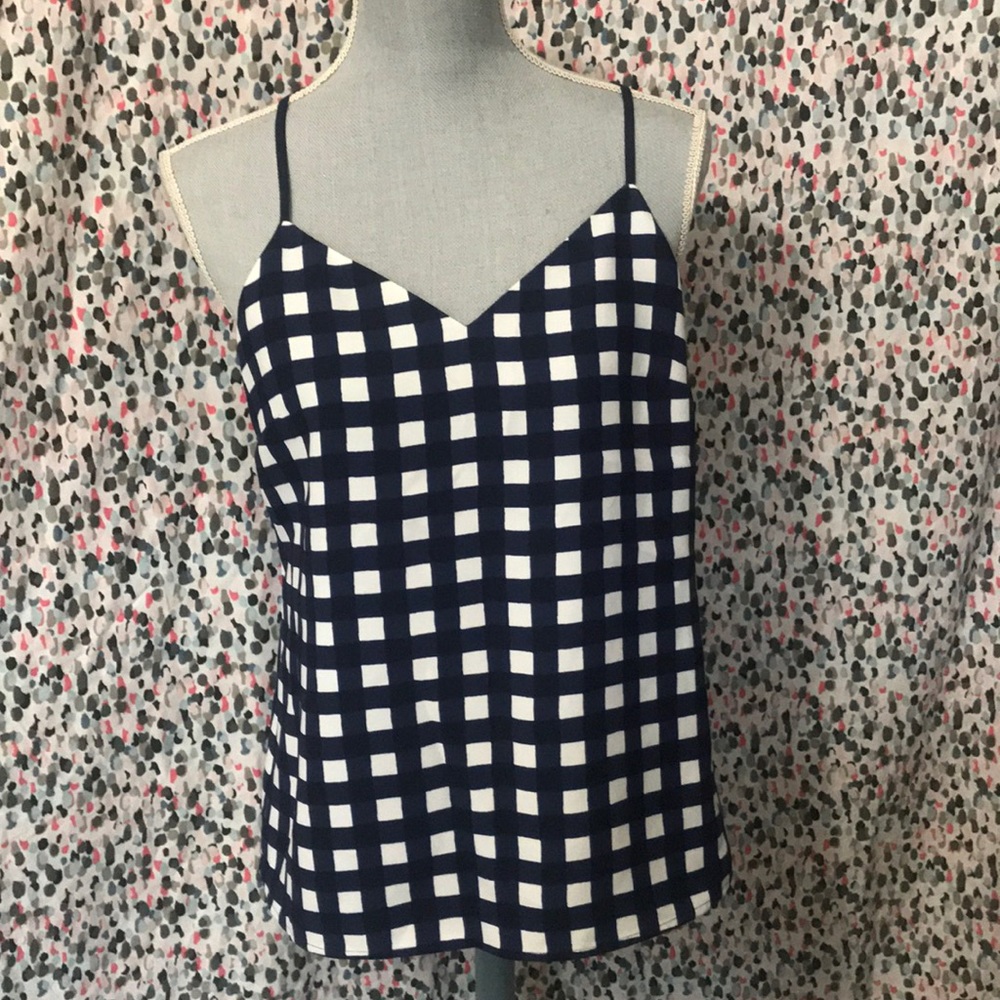 NWT Banana Republic Gingham Check Navy Tank